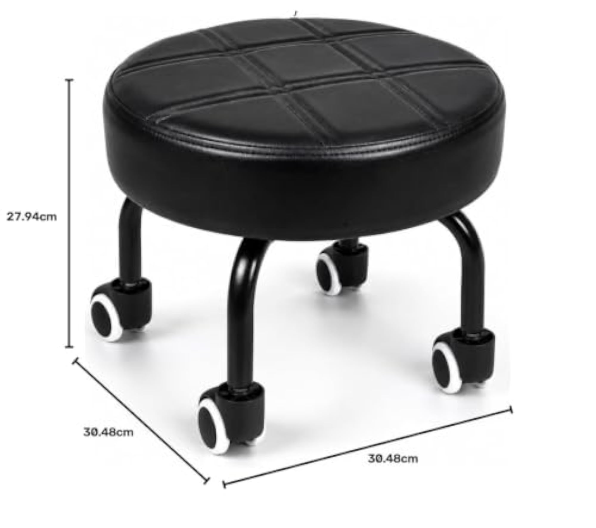 Rolling Stool with Wheels and Thick Cushion Seat
